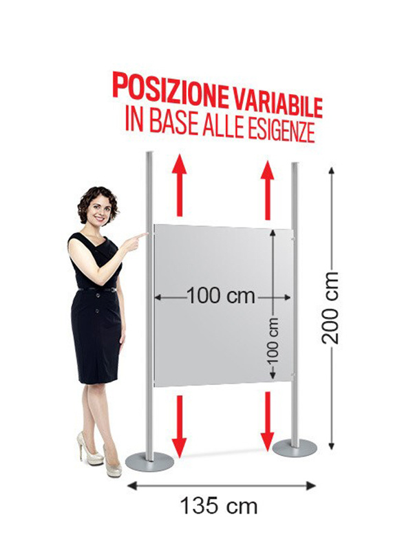 DISCRETO 201 - PARETE DIVISORIA ALTEZZA 200 CM LARGHEZZA 100 CM BASE 30